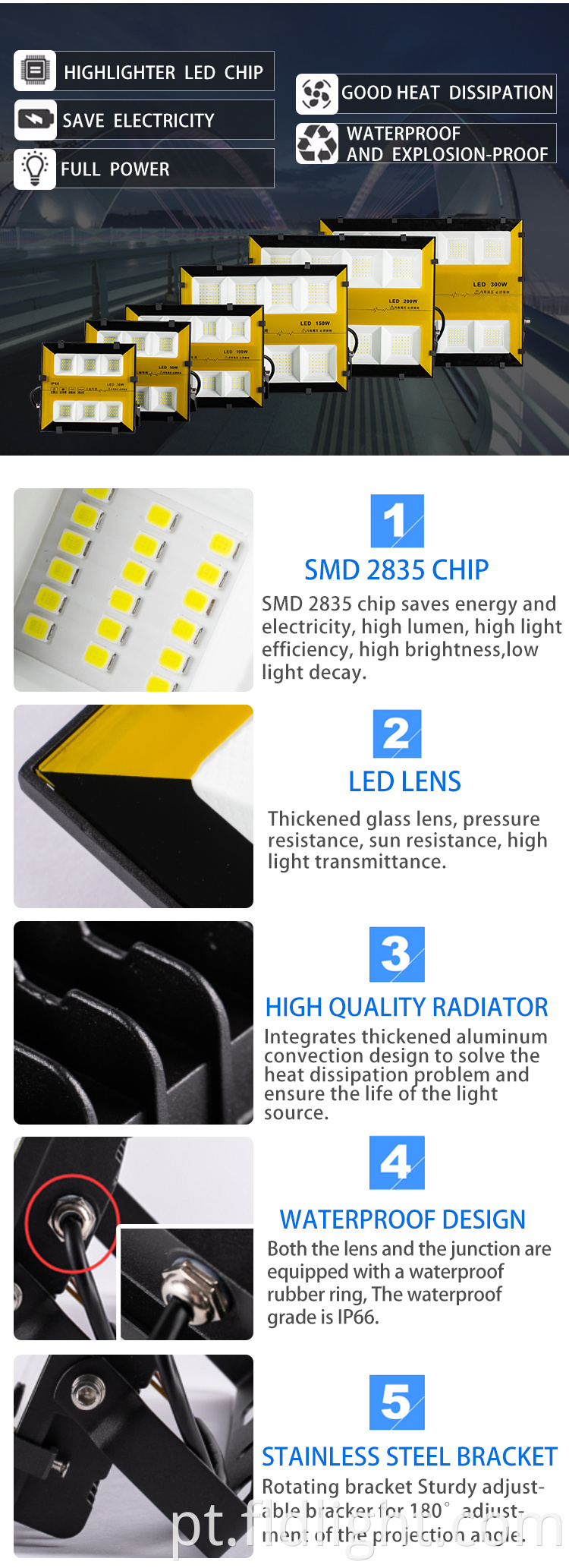 smd 2835 400w 500w 150w 30w 50w 100w 200w 300w floodlight